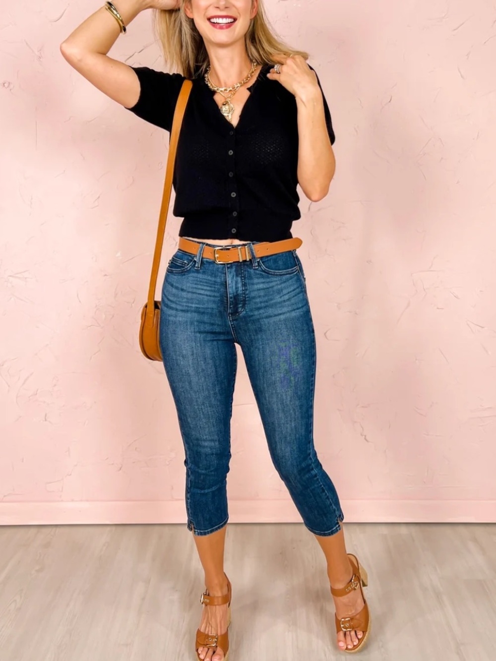 Judy Blue SUNSHINE CHASER Hi-Rise Capri with Shield Back Pockets